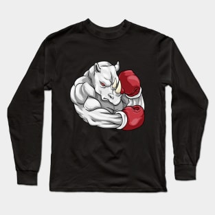 Funny rhino as a boxer Long Sleeve T-Shirt